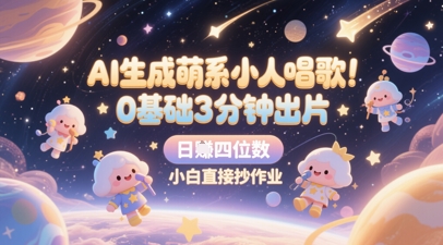 AI生成萌系小人唱歌，0基础3分钟出片，28个作品涨粉8.9W，单条最高19W赞，日入四位数，小白直接抄作业-创客聚集地
