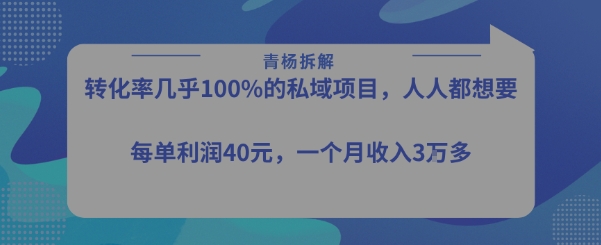 转化率最高的私域项目，每单利润40-50米，月入过1w-创客聚集地