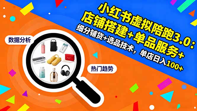 小红书虚拟陪跑3.0：店铺搭建+单品服务+细分铺货+选品技术，单店日入100+-创客聚集地