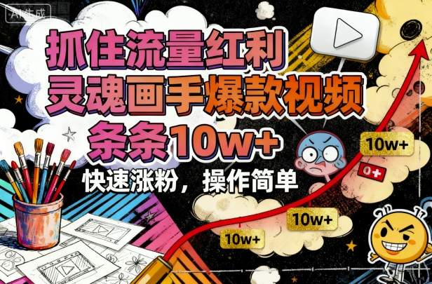 抓住流量红利，灵魂画手爆款视频，条条10w+，快速涨粉，操作简单-创客聚集地