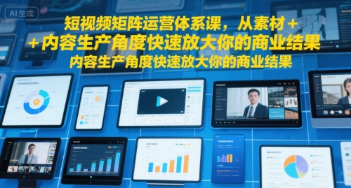 短视频矩阵运营体系课，从素材+内容生产角度快速放大你的商业结果-创客聚集地