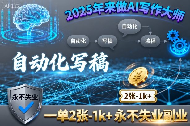 2025年来做AI写作大师，自动化写稿，一单2张-1k+，永不失业副业-创客聚集地