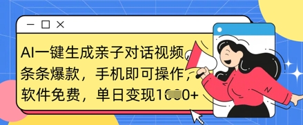 AI一键生成亲子对话视频，条条爆款，一部手机即可操作，单日变现数张-创客聚集地