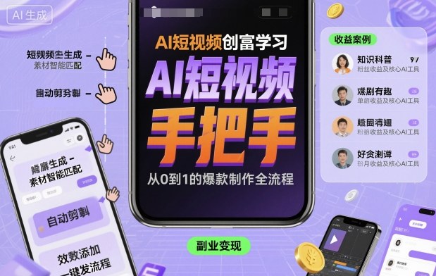 AI短视频创富学习，手把手教会你制作AI短视频-创客聚集地