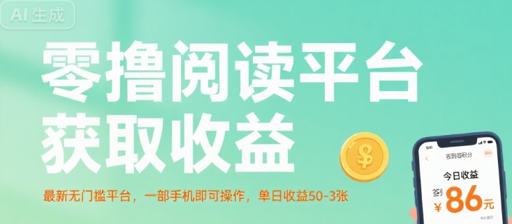 零撸阅读平台获取收益，最新无门槛平台，一部手机即可操作，单日收益50-3张【揭秘】-创客聚集地