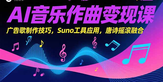 AI音乐作曲变现课，广告歌制作技巧，Suno工具应用，唐诗摇滚融合-创客聚集地