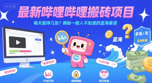 最新哔哩哔哩上B站搬砖项目，每天能挣几张？揭秘一般人不知道的蓝海赛道-创客聚集地