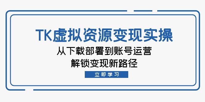 TK虚拟资料变现实操：从下载部署到账号运营，解锁变现新路径-创客聚集地