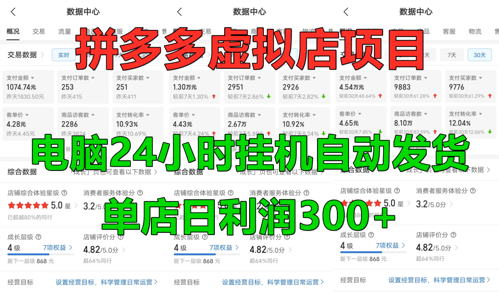 拼多多虚拟店铺项目，电脑挂机自动发货，单店日利润300+-创客聚集地