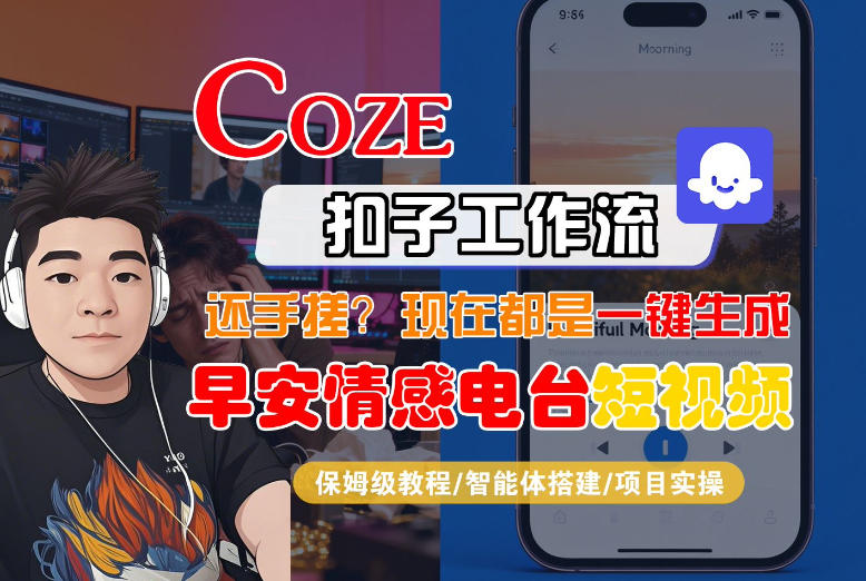 【Coze工作流搭建实操教程】【coze】早安情感电台日签视频还在手动做？用扣子工作流自动生成，省时90%-创客聚集地