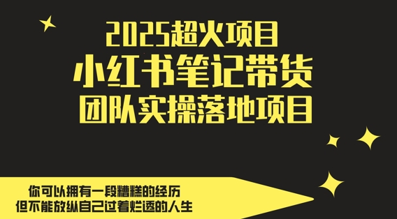 2025超火项目，副业最佳选择，小红书笔记带货团队实操落地项目，，轻松日入5张-创客聚集地