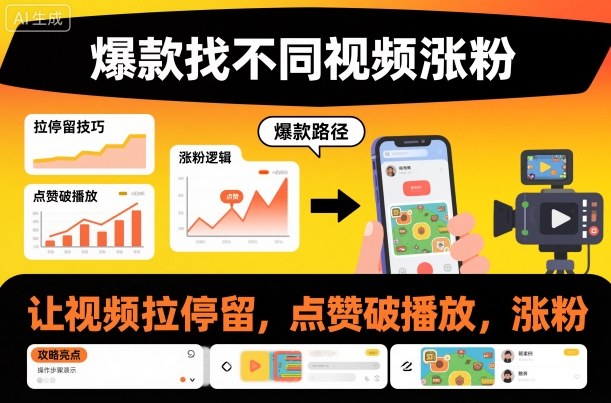 爆款找不同视频涨粉，让视频拉停留，实现点赞，破播放，涨粉-创客聚集地