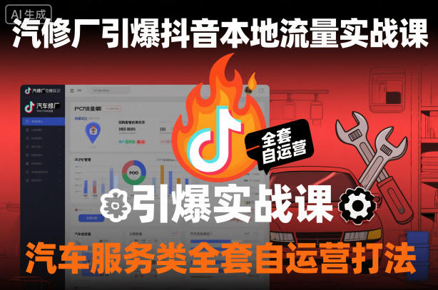 汽修厂引爆抖音本地流量实战课，汽车服务类全套自运营打法-创客聚集地