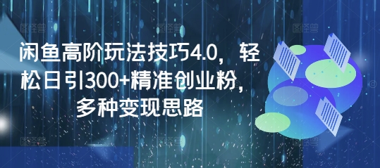 闲鱼高阶玩法技巧4.0，轻松日引300+精准创业粉，多种变现思路-创客聚集地