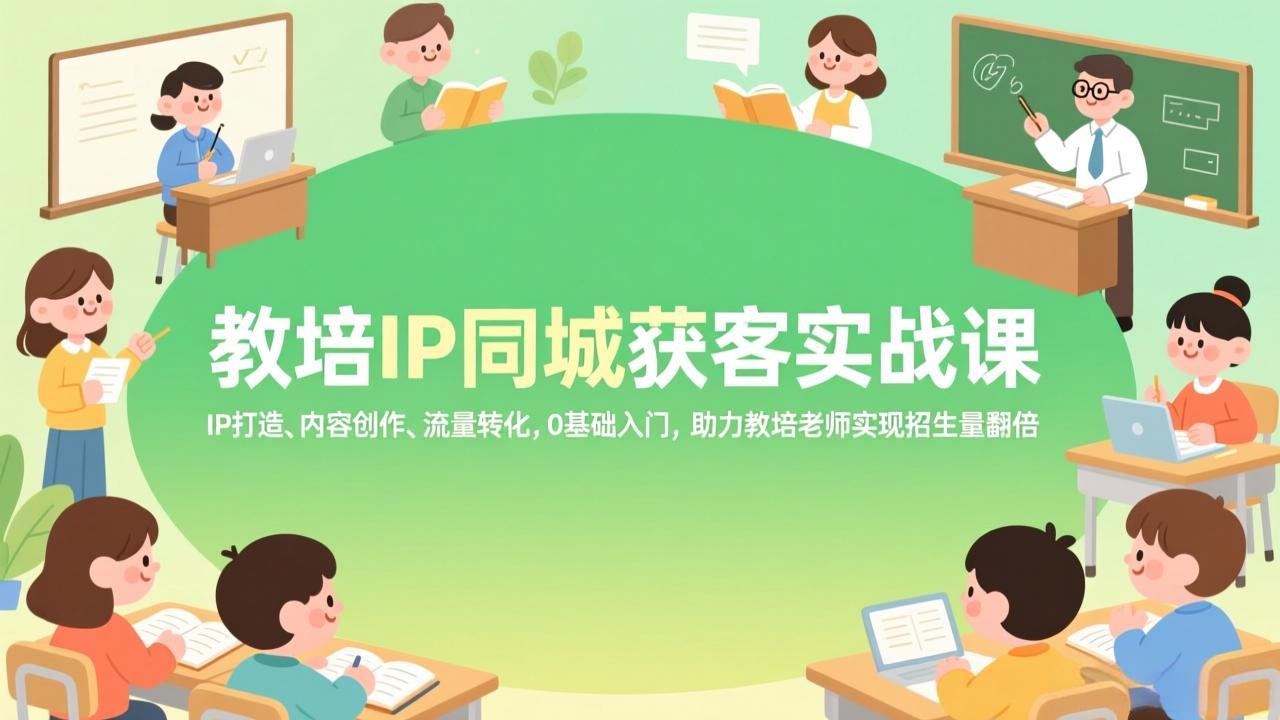 教培IP同城获客实战课，IP打造、内容创作、流量转化，0基础入门，助力教培老师实现招生量翻倍-创客聚集地