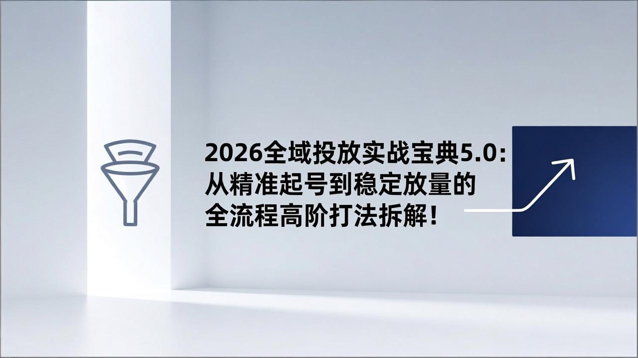 2026全域投放实战宝典5.0：从精准起号到稳定放量的全流程高阶打法拆解！-创客聚集地