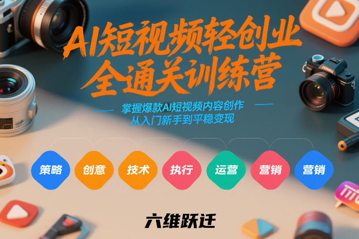 AI短视频轻创业全通关训练营，掌握爆款AI短视频内容创作，从入门新手到平稳变现的六维跃迁-创客聚集地