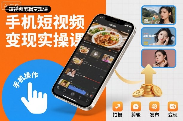 手机短视频变现实操课，短视频剪辑变现课-创客聚集地