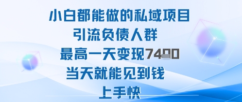 2025年小白都能做的私域项目引流负债人群最高一天变现1k+高变现难度低当天就能见到钱上手快-创客聚集地