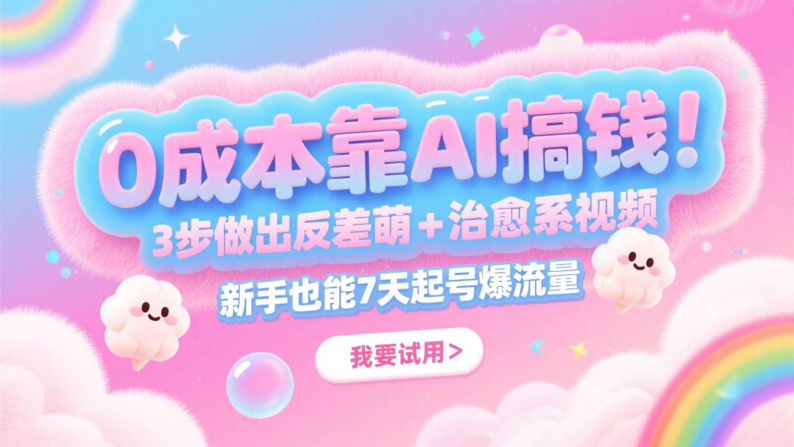0成本靠AI搞钱！3步做出反差萌+治愈系视频，新手也能7天起号爆流量，月入5位数-创客聚集地