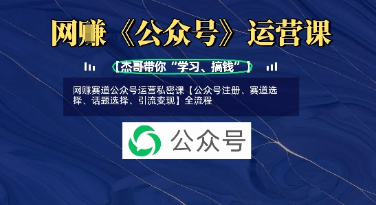 网创赛道公众号运营私密课【公众号注册、赛道选择、话题选择、引流变现】全流程-创客聚集地