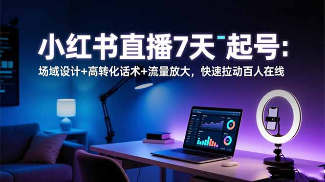 小红书直播7天起号：场域设计+高转化话术+流量放大，快速拉动百人在线-创客聚集地