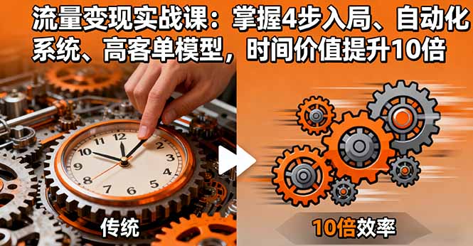 流量变现实战课：掌握4步入局、自动化系统、高客单模型，时间价值提升10倍-创客聚集地