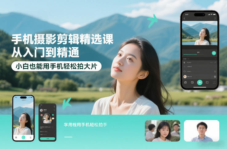 手机摄影剪辑精选课，从入门到精通，小白也能用手机轻松拍大片-创客聚集地