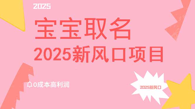 2025新风口项目宝宝取名，0成本高利润，附保姆级教程，月入过万不是梦-创客聚集地