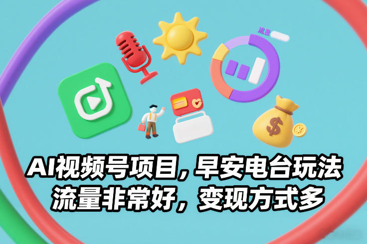 AI视频号项目，早安电台玩法，流量非常好，变现方式多-创客聚集地