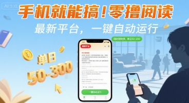手机就能搞！零撸阅读挂G，最新平台，一键自动运行，随时随地挣，单日50-3张+【揭秘】-创客聚集地
