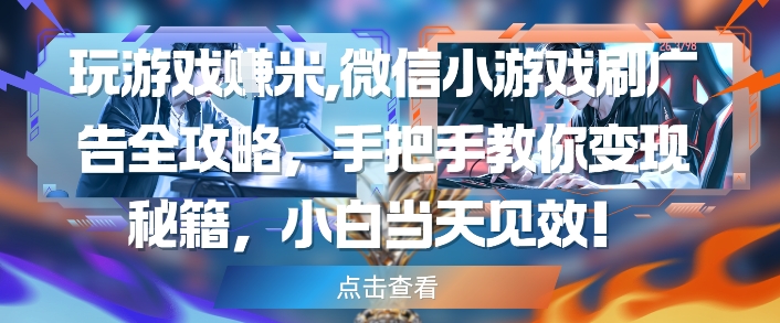 玩游戏挣米，微信小游戏刷广告全攻略，手把手教你变现秘籍，小白当天见效-创客聚集地