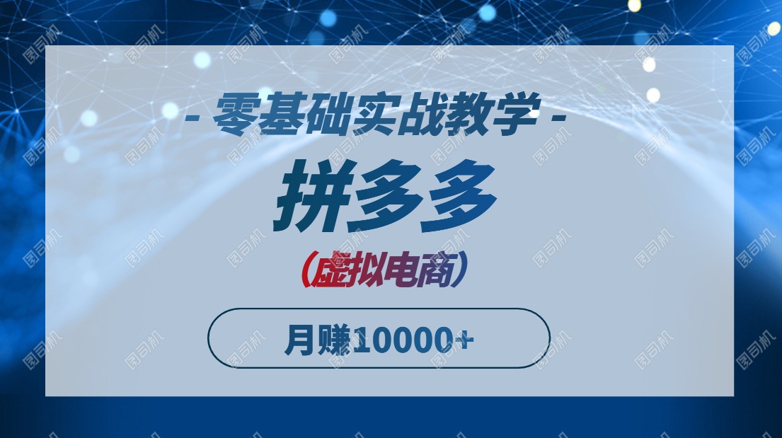拼多多虚拟电商，零基础实战教学，快速打爆商品，新手也能月入10000+-创客聚集地