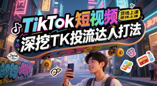 TikTok短视频带货线上课，深挖TK投流达人打法-创客聚集地