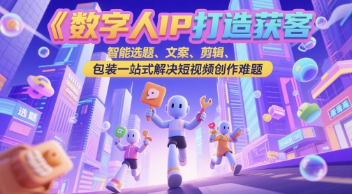 数字人IP打造获客变现实操课，智能选题、文案、剪辑、包装一站式解决短视频创作难题-创客聚集地