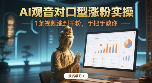 AI观音对口型涨粉实操，1条视频涨到千粉，手把手教你-创客聚集地