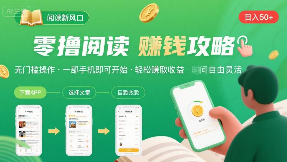 零撸阅读新风口，无门槛轻松挣，一部手机，日入 50-3张【揭秘】-创客聚集地