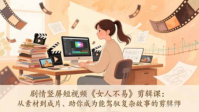 剧情竖屏短视频《女人不易》剪辑课：从素材到成片、助你成为能驾驭复杂故事的剪辑师-创客聚集地