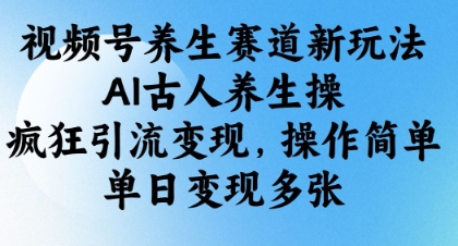 视频号养生赛道新玩法，AI古人养生操，疯狂引流变现，操作简单，单日变现多张-创客聚集地