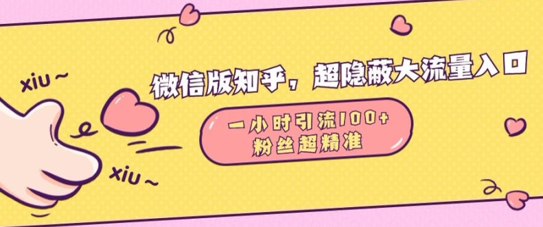 微信版知乎，超隐蔽流量入口1小时引流100人，粉丝质量超高【揭秘】-创客聚集地