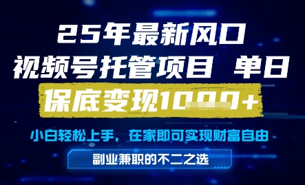 25年最新风口，视频号托管项目，单日保底变现1k+，手把手教学【揭秘】-创客聚集地
