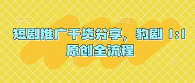 短剧推广干货分享，豹剧 1:1原创全流程-创客聚集地