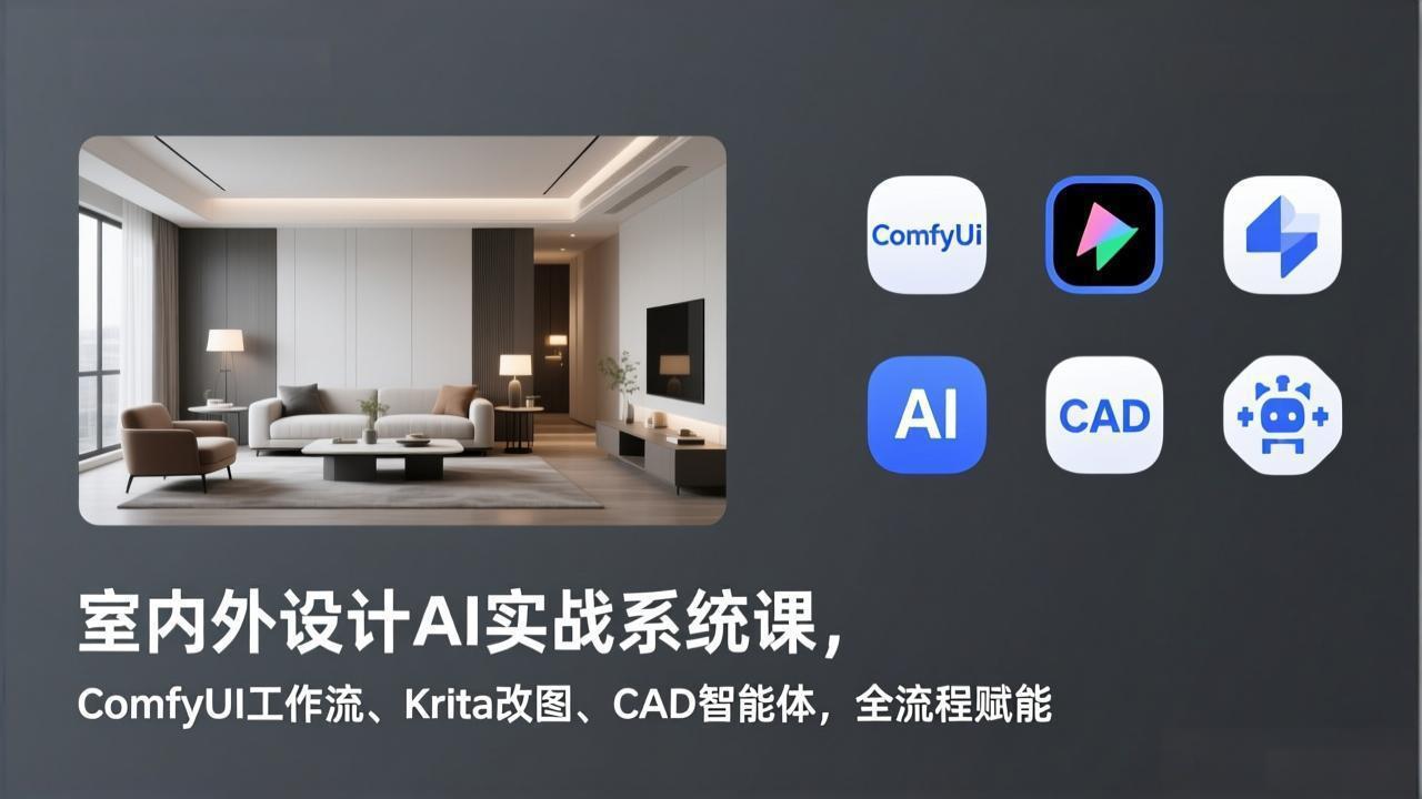 室内外设计AI实战系统课，ComfyUI工作流、Krita改图、CAD智能体，全流程赋能-创客聚集地