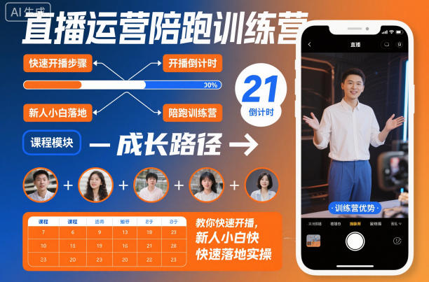 直播运营陪跑训练营，教你快速开播，新人小白快速落地实操-创客聚集地