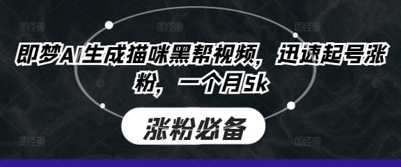 即梦AI生成猫咪黑帮视频，迅速起号涨粉，一个月5k-创客聚集地