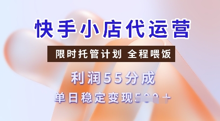 快手小店代运营，限时托管计划，收益55分，单日稳定变现多张【揭秘】-创客聚集地