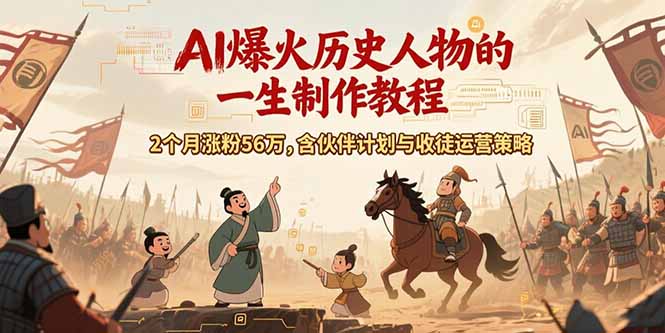 AI历史人物赛道课程，2个月涨粉56万，含伙伴计划与收徒运营策略-创客聚集地