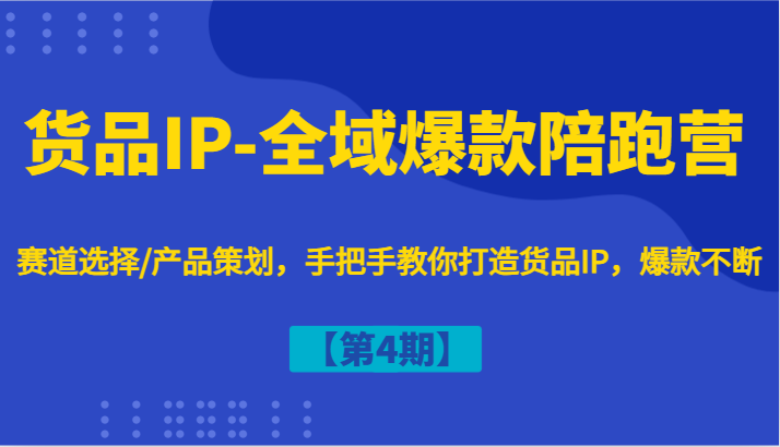 货品IP-全域爆款陪跑营【第4期】赛道选择/产品策划，手把手教你打造货品IP，爆款不断-创客聚集地