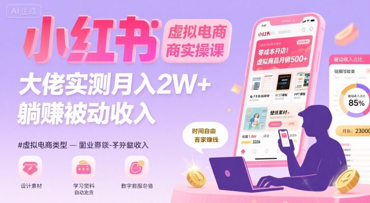 小红书虚拟电商，大佬实测月入2W+，实现被动收入-创客聚集地