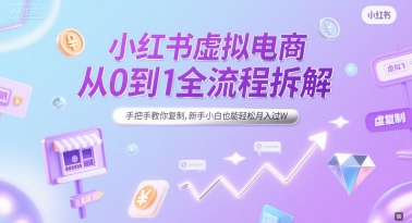 小红书虚拟电商从0到1全流程拆解，手把手教你复制，新手小白也能轻松月入过W-创客聚集地